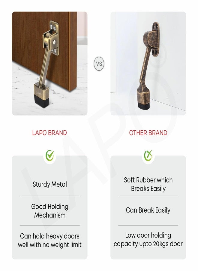 LAPO مانع باب لابو بريميوم مقاس 5 بوصات للباب الرئيسي مع برغي | مانع باب لتثبيت الباب | حامل باب خشبي شديد التحمل للمنزل والمكتب والفندق | لمسة نهائية عتيقة | قبضة قوية (عبوة من قطعتين) - Image 3